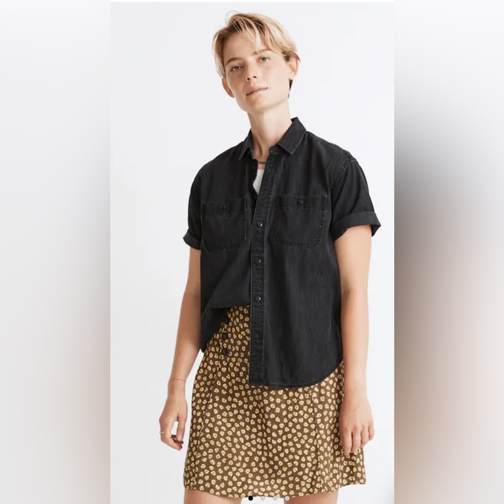 Madewell Oversized Ex.boyfriend Short Sleeve Shirt in Lunar Wash